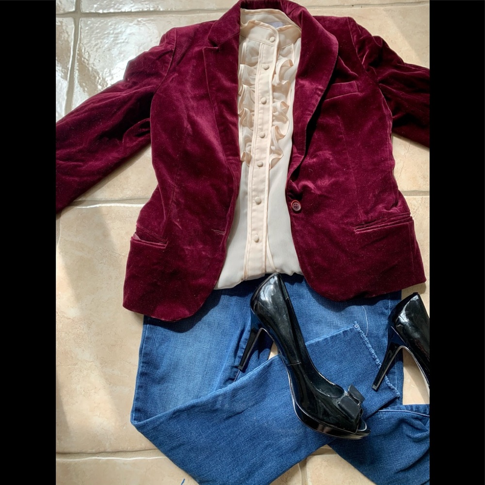 Vintage Chaus Burgundy Velvet Women's Blazer
